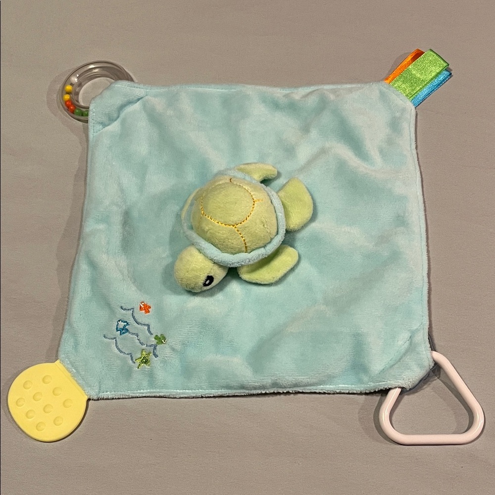 STEPHAN BABY SEA TURTLE LOVEY SECURITY COMFORT BLANKET TEETHER 11 Inch